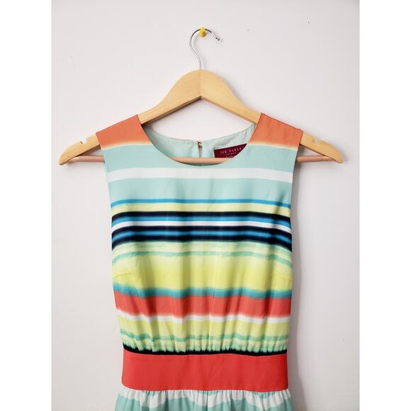 Ted Baker ILVA Sunset Stripe Midi Dress Multicolor Size 1 (US 4) - Picture 2 of 8